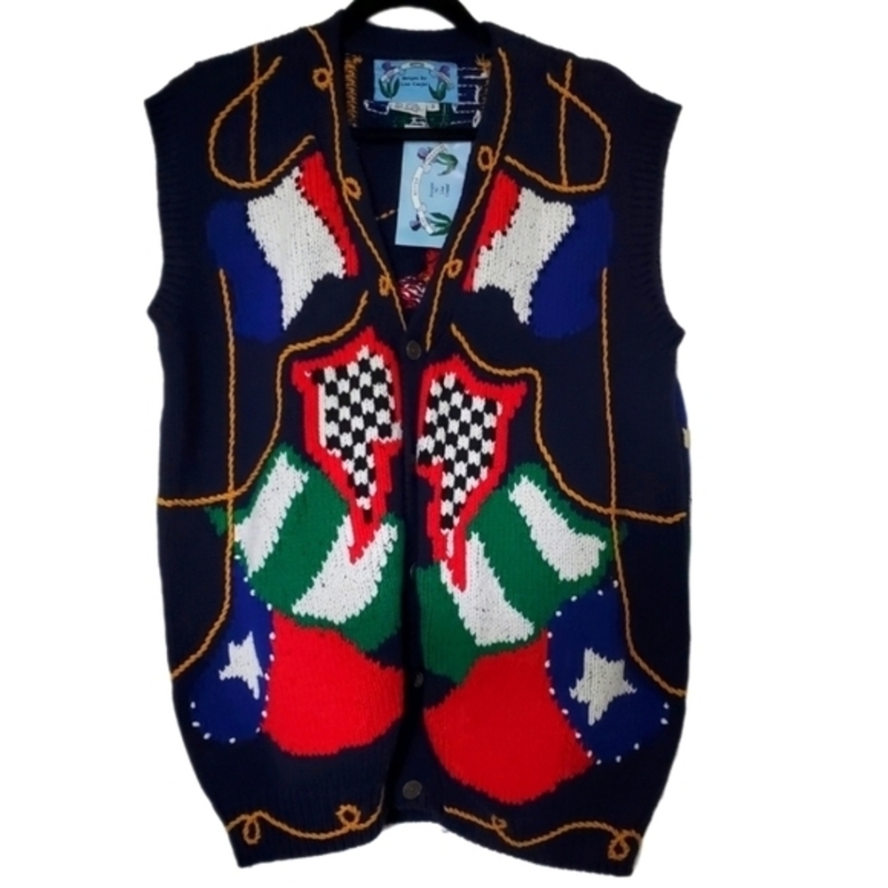 Vintage 90s NWT Cotton Nautical Ship's Ahoy Sweater Vest by Just Better Sweaters